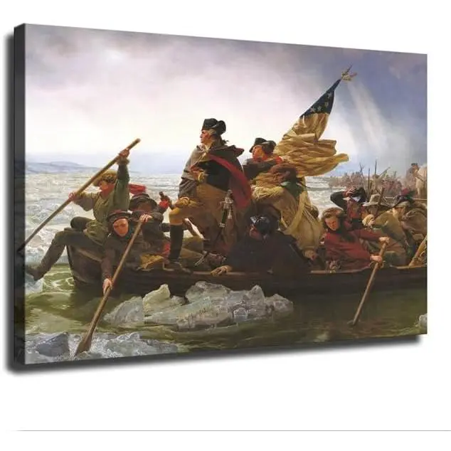 George Washington Crossing Delaware River 1851 Emanuel Leutze Canvas Poster Wall Art for Living Room and Bedroom Modern Home Decorations