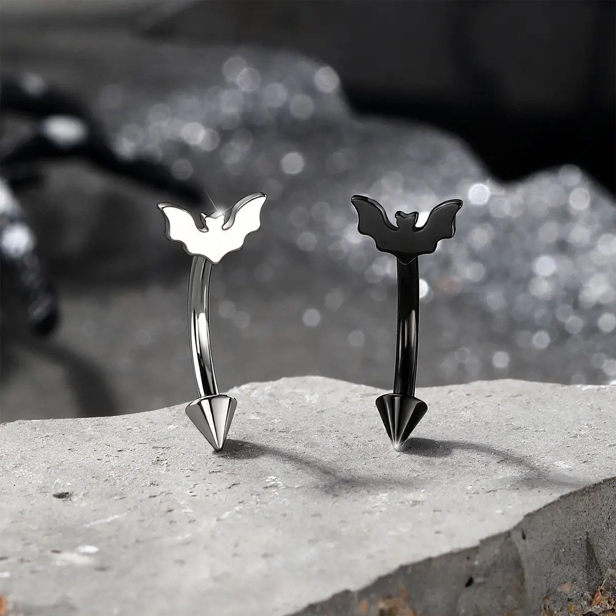 Oufer Bat Internally Threaded 16G Eyebrow Rook Ring Vertical Labret Jewelry 316L Stainless Steel