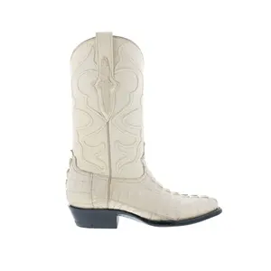 Wild West Caiman Tail Boots Med R-Toe Mens White Cowboy Western Boots