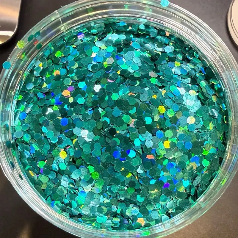 Reese & Riley Co. Sloane Premium Teal Holographic Chunky Glitter Mix - High-Shine for Resin Art, Tumblers, Kids DIY Craft Projects