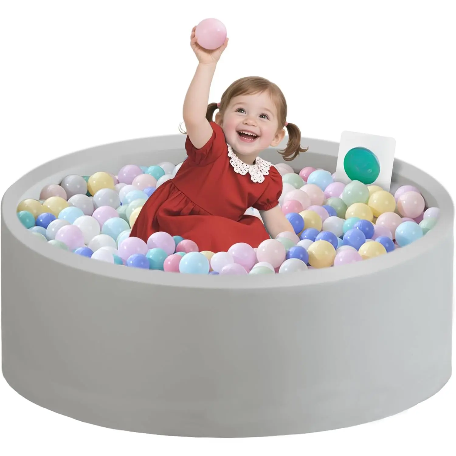 Ball Pit for Toddlers 35.43''x11.81 Baby Ball Pits Soft Memory Foam Ball Pit Round Kids Ball Pit Indoor Game Kids Play Ball Pool Ideal Gift for Girls and Boys (Grey, NO Balls)