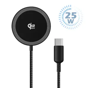 25W Magnetic Wireless Charger Pad MagSafe Compatible for iPhone 17/16/15/14/13/12 Series & AirPods Pro/3/2 Charger Not Included