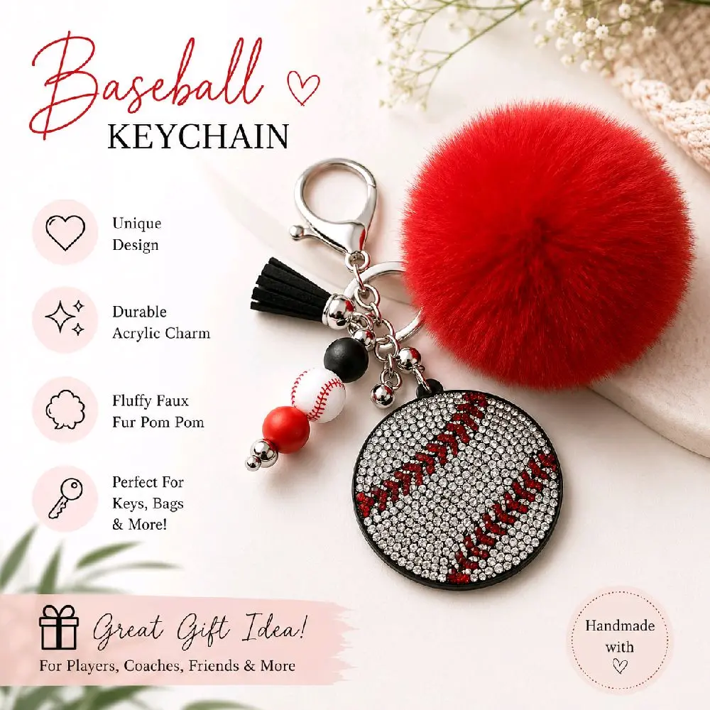 Acrylic Beaded Poof Ball Keychain. A variety of catagories to choose from.