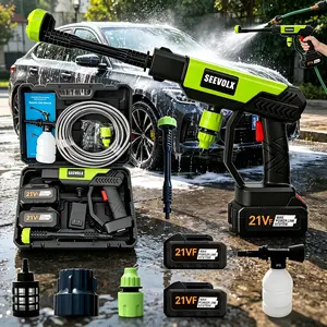 SEEVOLX 21V Cordless Pressure Washer Portable - Rechargeable Power Washer with Accessories for Car Wash, Patio Cleaning, Garden Hose, Driveway & Outdoor Home Maintenance Tool