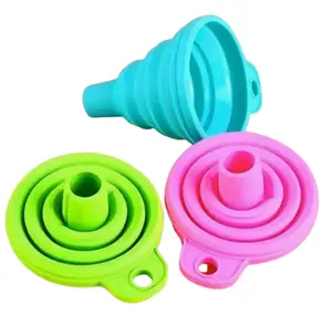2-Pack Silicone Collapsible Funnel Space-Saving Foldable Kitchen Tool for Liquids & Oils Easy to Use Durable Material Versatile Use