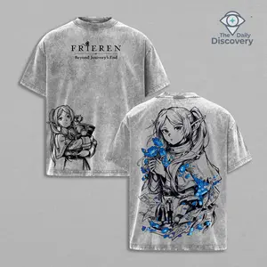 Limited-Frieren-Beyond Journey’s End T-Shirt – Frieren Anime Graphic Tee, Season 2 Anticipation Design, Vintage Washed Oversized Shirt, Soft Heavy Cotton Streetwear, Unisex Gift for Frieren Fans