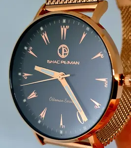 Ottoman  Lady Elegance's 5 ATM All Stainless Steel Japan Quartz Watch Rose Gold Case Black Dial