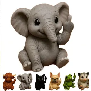 New Fun Mini Middle Finger Animal Statue, Resin Animal Sculptures, holiday gifts, fun gifts, Cute Animal Design
