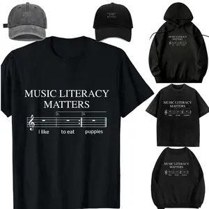 Music Literacy Matters Funny Joke Read Repeat Music Teachers T-Shirt for Men Women，Casual Short Sleeve Crew Neck T-shirt for Spring, Fashion Women's Top for Daily Wear，Sweatshirt, Hoodie，Unisex，For children