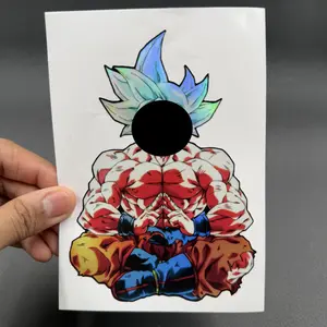 Anime Silver Aura Calm Pose Holographic Sticker Waterproof