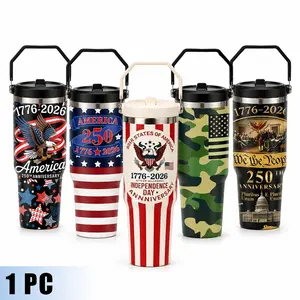 1 Pc 1776 2026 USA 250th Anniversary Independence Day Patriotic Flag Eagle Design 30oz, vacuum mug, double wall insulated, leak proof lid, hot 12h cold 24h, large capacity travel tumbler, christmas 4th of july holiday gift for women men
