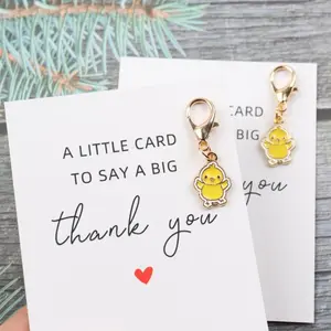 Cute Chicken Design Keychain, Thank You Card with Keychain, Gift Packaging Supplies for Wedding, Party, Birthday, Festival