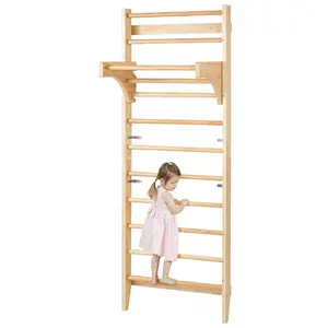 VEVOR Swedish Ladder Wall Gym, 10-Level Solid Wood Indoor Jungle Gym, 220lbs Loading Indoor Playground Climbing Ladder for Kid Adults, Gymnastic Stall Bars with Pull-Up Bar - Ideal Gift for Boys GirlsVEVOR Super Brand Day