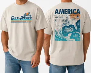 Gulf of America Graphic Tee, Vintage Gulf Coast Map Palm Tree Anchor T-Shirt, Gulf of America EST 2025 T-Shirt, Retro Coastal Map Sailboat Patriotic Southern Graphic Tee Unisex Fit