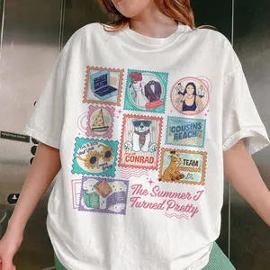 [Sale off up to 50%] Cousins Beach TSITP Stamps T Shirt, Summer I Turned Pretty Movie And Books Inspired shirt, Team Conrad Jeremiah, Graphic Streetwear T-shirt