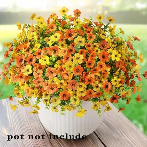COROXAS UV-Resistant Artificial Flower Arrangement, 6/8/12/16-Piece Colorful Faux Flower Bouquets, Outdoor Fake Boxwood Bundles, Light Peach 12pcs/Set for Home Garden Wedding Mom-Approved Kids' Party Accent