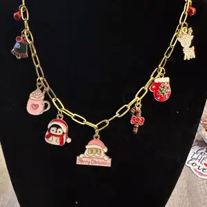 Merry & Pink Holiday Cheer Charm Necklaces- gifts / stocking stuffers/ pink / holiday