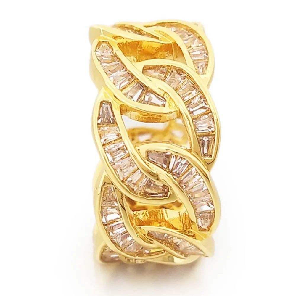 Hip Hop Baguette Cuban CZ Eternity Band, Stackable Costume Jewelry Ring, Stackable Ring