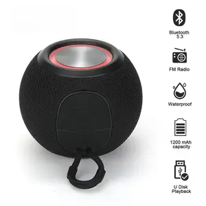 TG337 Bluetooth Speaker Portable TWS Wireless Mini Bass Boombox LED Loudspeaker IPX7 Outdoor Music Player Support BT AUX FM