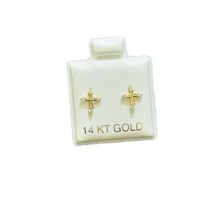 14k Gold Cross Earrings - Elegant and Durable Design for Everyday Wear