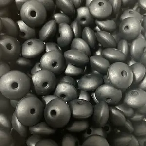 12 mm black silicone lentil beads approximately 60 pieces