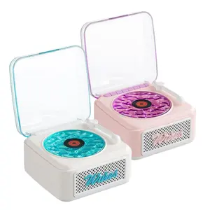 Retro Bluetooth Speaker Vintage Waves Vinyl Record Player Style Portable Wireless Speaker with Water Ripple RGB Ambient Light White Noise Sleep Sound Speaker Sleep Timer Support TF Card AUX