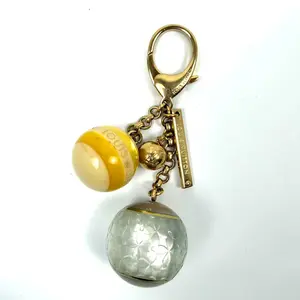 Pre-owned Louis Vuitton metals Bag Accessories lv Keychain with Yellow and Clear Ball Charms and Gold Tone Chain