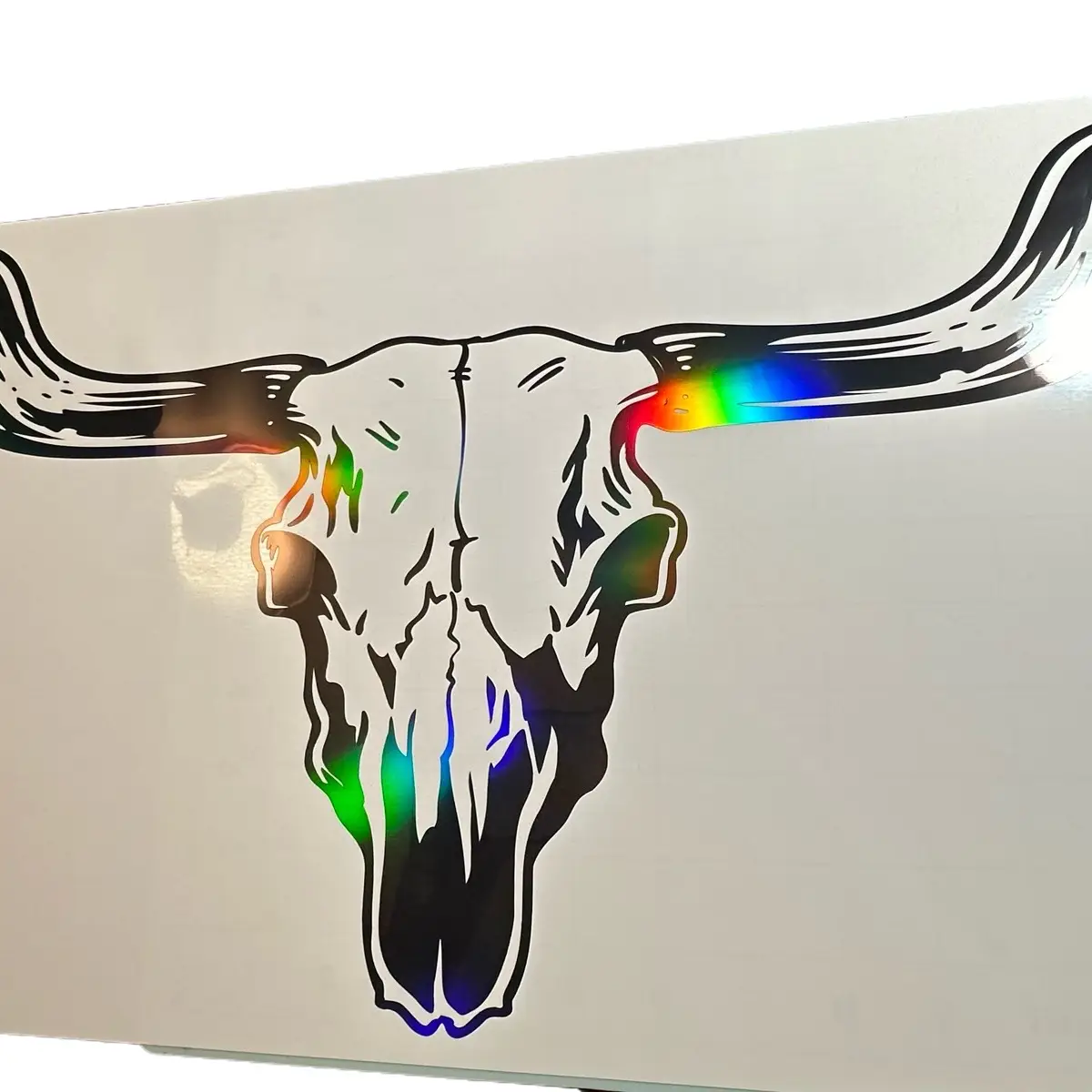 Bull Skull Truck or Car Weatherproof Vinyl Decal 12x24 Inches Oversized Trump Blue Collar Sticker Vehicle Exterior Decoration