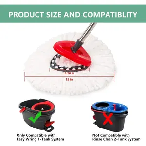 [ 6 Pack ]Mop Heads Replacements, Spin Mop Replacement Head Deep Cleaning Machine Washable and Easy-to-Replace,Spin Mop Refill Replacement Head 100% Microfiber,Mop Head for O-Ceda EasyWrin(White)