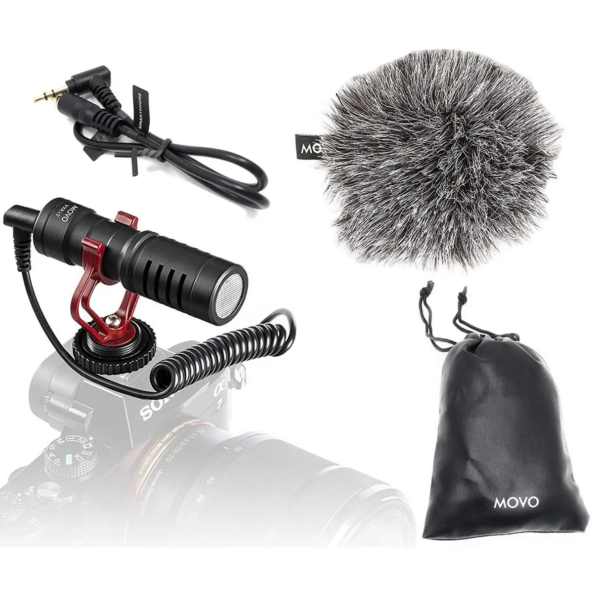 Movo Photo VXR10 Universal Cardioid Condenser Video Microphone for Smartphones, DSLR Cameras and Camcorders, Black