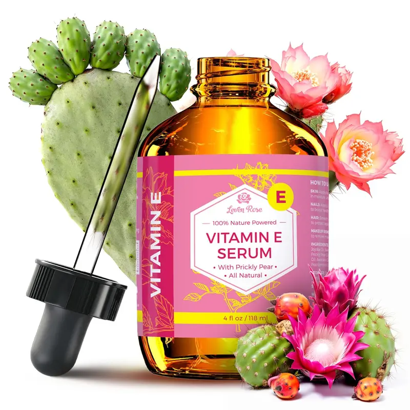 Leven Rose Vitamin E Serum 4oz for Dry Skin & Body Moisturizer Treatment, Hair & Nail Growth Oil – Nourishing Blend with Avocado, Coconut & Jojoba