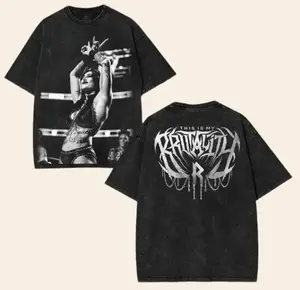 Rhea Ripley WWE Washed Oversized Unisex Cotton Graphic Tee – Vintage Wrestling Graphic T-Shirts for Streetwear Fans Menswear wash unisex classic gift top Fabric Seamless casual shirt wwe fan