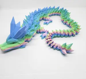 Large Crystal Dragon Articulating Gift 3D Printed Multicolor Multiple Sizes