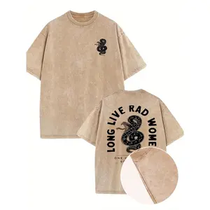 Men’s High Quality Cotton Graphic Tee Scary Snake Print Shirt Retro Batik Design Casual Streetwear Soft Breathable Short Sleeve Crewneck Loose Fit Everyday Wear Double Sided Snake Graphic Fashion Top