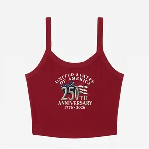 USA 250th Anniversary 1776–2026 Patriotic American Flag Women’s Spaghetti Strap Tank Top, Independence Day Outfit, Summer Cami Top