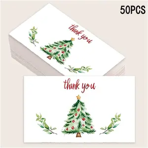 50pcs Christmas Thank You Cards, Blank Greeting Cards, Holiday Gift Wrapping Tags, Back-To-School Season, Express Gratitude