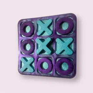 Vibrant Handmade Resin Blue and Purple Tic Tac Toe Board - Simple Design, Ages 12+, Ideal for Toys & Hobbies Board Games Puzzles