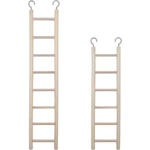 2Pcs Birdie Basics Wooden Ladder for Bird Cage Climbing Ladder Toy for Parakeets Parrots Cockatoo (6 Step & 8 Step) LWINGFLYER