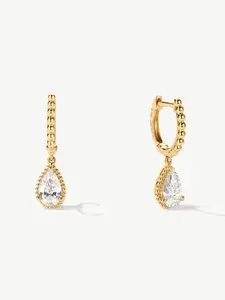 "Echo of Light" Dangling Pear Shaped Lab Grown Diamond Huggie Hoops in 14K Solid Gold Fine Jewelry Promise Anniversary Birthday Gifts for Women (0.74 Ct. Tw. )