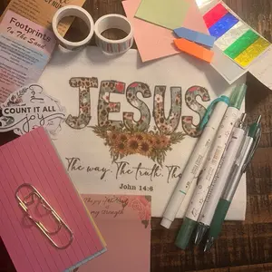Bible Journaling Kit Includes Pouch Filled with Highlighter Pens Sticky Notes & Paper Clips for Creative Writing and Note-taking