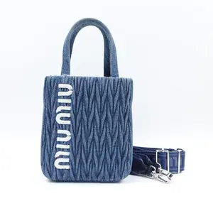 Pre-owned miu miu Denim Shoulder Bags MIUMIU Matelasse Blue Shoulder Bag T10393109