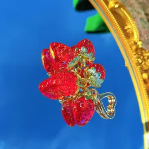 Shiny Handmade Strawberry Keychains，Cute Pendant Bling Bling With Charms, For Bag,Gift For Her