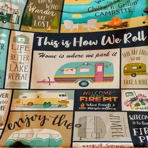 Reading throw blanket for Camp, Owl, Cat, and book lovers flannel fleece plush soft couch sofa decor cozy gift 50x40in