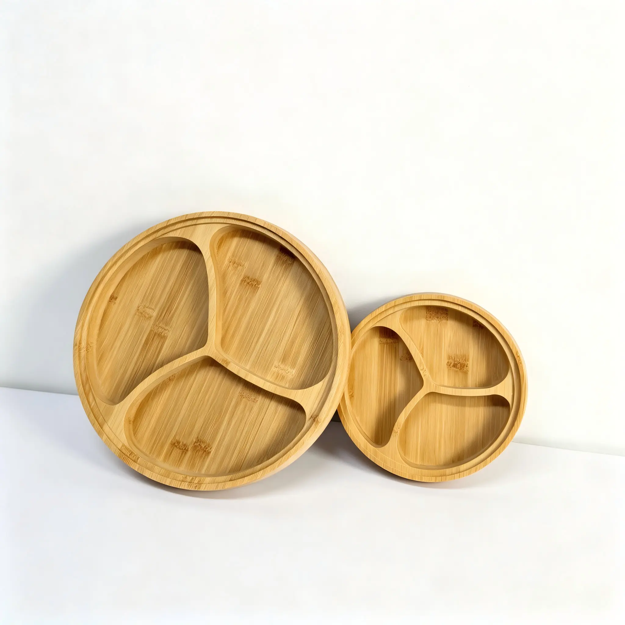Round Bamboo Divided Snack Box Set with Lid, 3-Compartment Candy & Nut Storage Containers with Wooden Knob,kitchen accessories