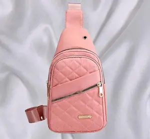 Versatile Shoulder Bag for Urban Style，Lightweight Foldable Quilted Casual Chest Bag - Adjustable Strap, Zipper Closure, Polyester Lining, Solid Color, Portable  Zipper Closure, Polyester Lining, Solid Color, Portable
