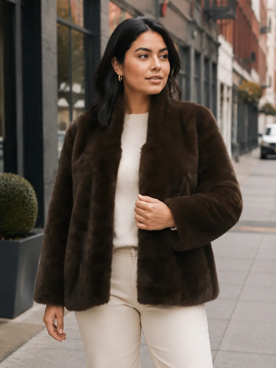 Women's 2026 Winter 2-Tone Vintage Faux Mink Fur Coat, Mid-Length Thick Golden Plush Warm Fashion Outerwear