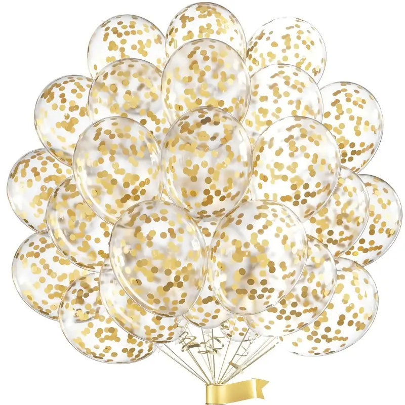 Golden Confetti Balloons Party Balloons 30.48cm 20/30/50/100pcs Latex Confetti Balloons Birthday Balloons Party Decoration Wedding Shower Christmas Party-Confetti Golden