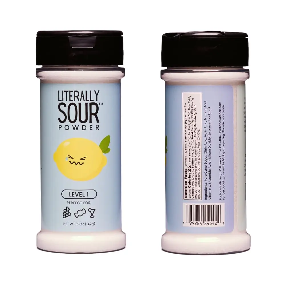 Literally Sour Powder | Levels of Sour • Made in USA • Gluten‑Free & Dye Free • Ideal for Fruits, Drinks, Lemonade & Candy (Level 1)