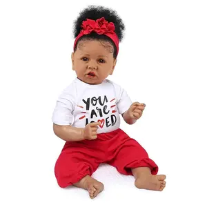 [WOOROY] Reborn Baby Doll, Birthday & Christmas Gift, 20" Africa American Realistic Baby Doll, Black & Brown Skin Cloth Body, Girl Gift 2025 for Kids 3+