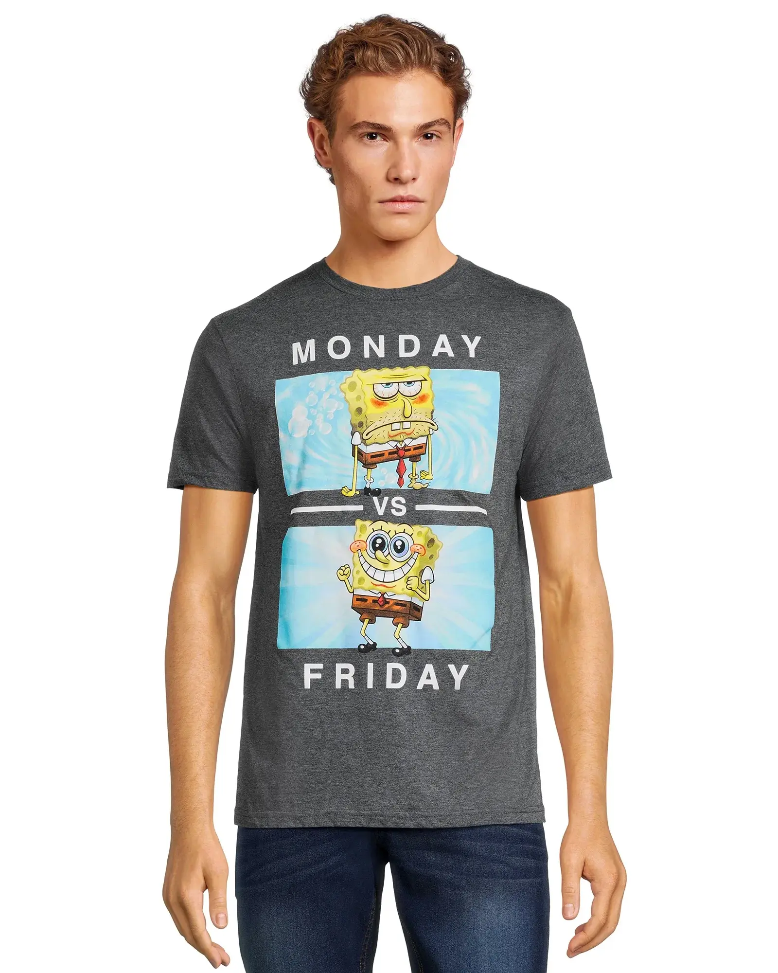SpongeBob SquarePants Shirt Men's Monday Vs Friday Short Sleeve Tee